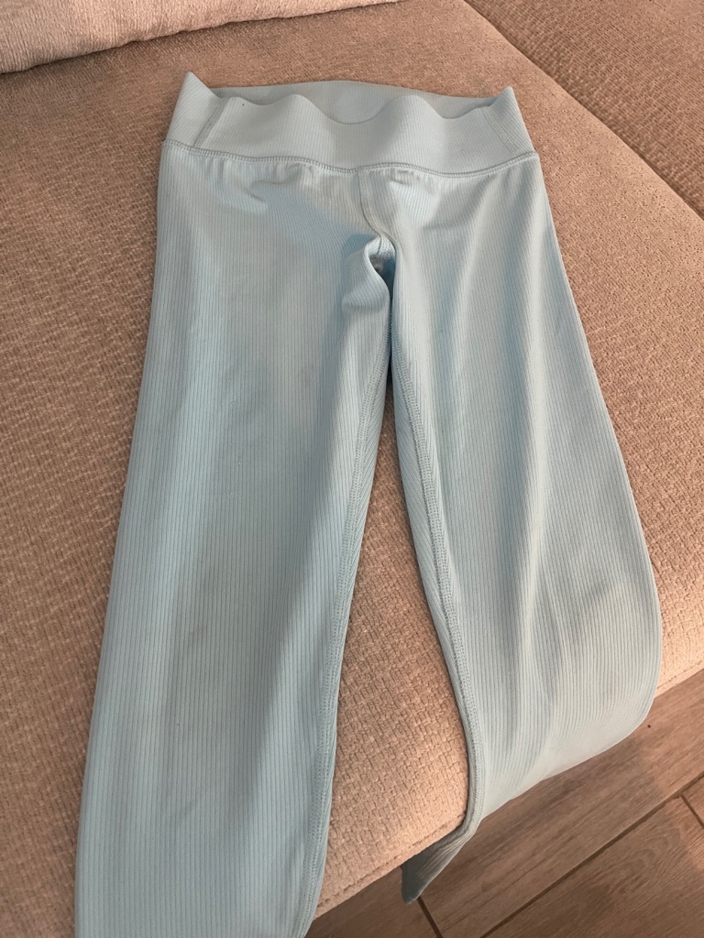 Girls Light Blue Ribbed Active Leggings